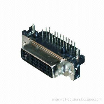 DVI Female 24 + 5 Pins Right Angle Connector, 40V AC RMS Rating Voltage